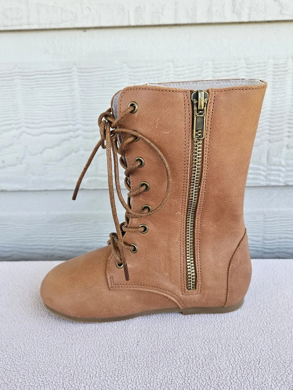 Spellbound Faux Leather Riding Boots Toddler SZ 11 Zipper Brown Round Toe